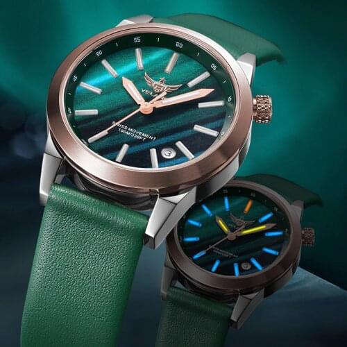 Yelang Women Tritium T100 Light Watch Ronda Movement Quartz starry sky Dial Luminous Girl Dress Wristwatch Genuine Leather