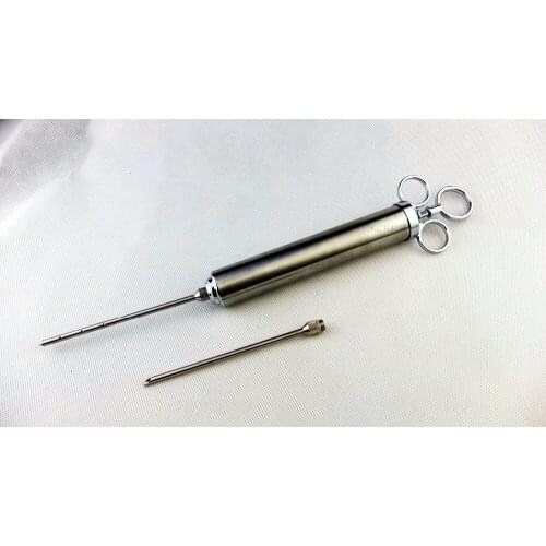 DELUXE model 4OZ Stainless Steel Meat Marinade Injector Flavor BBQ Turkey Pork Syinge with Liquid Minced Marinade Needles