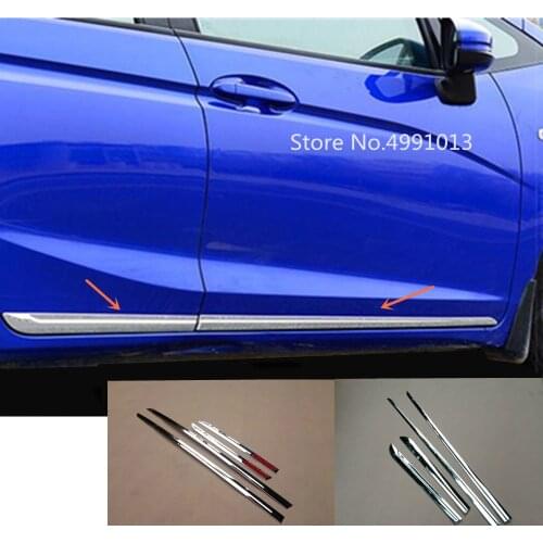 For Honda Fit Jazz 2017 2018 2019 Car Styling Body Door Trim Strip Molding Stream Panel Bumper Moulding Hoods Parts 4pcs