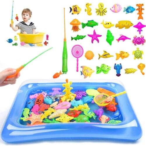 Magnetic Fishing Game Children Boy Girl Fishing Toy Set Suit Water Baby Learning Education Toys Floating Toy Fish Kids Gift Bath