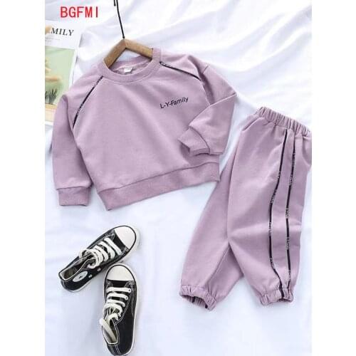 Children Baby Girls Boys Clothing Set 2021 Toddler Outfits Kids Spring Fall Girl Grey Tracksuit Sportwear Sport Suit 2- 8 Years