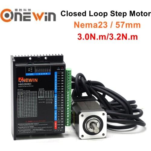 2 phase Nema23 3N.m 3.2N.m Closed Loop Stepper Motor Kit 57mm 57HB250-100B 57HB250-112B With HBD2808H Hybird Step Servo Driver