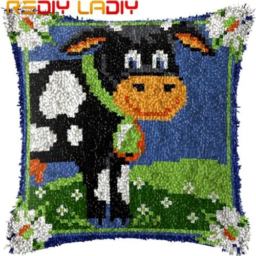 Latch Hook Cushion Cartoon Owl Pre-Printed Canvas Cushion Cover Acrylic Yarn Crocheted Pillow Case Set Hobby & Crafts Home Decor