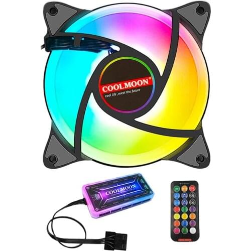 COOLMOON Computer Case PC Cooling Fan RGB Adjust 120Mm 6Pin Quiet+IR Remote New Computer Radiator RGB CPU Case Fan