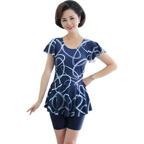 Swimwear Bathing Suit Womens Middle-aged Belly Covering Slimming Large Size Middle-aged Mom New Style Hot Springs Swimsuit
