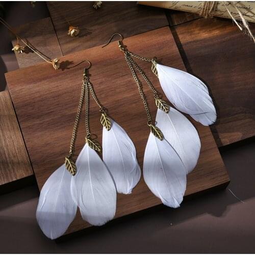 Summer Bohemian Purple Feather Earrings for Women Vintage Dream Catcher Hollow Alloy Earrings Brincos Indian Jewelry