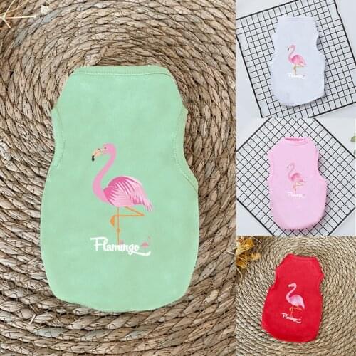 Dog Vest Dog Summer Dog Clothes for Chihuahua Flamingo Print Pet Shirt for Small Dogs Cats T-shirt Clothes for French Bulldog