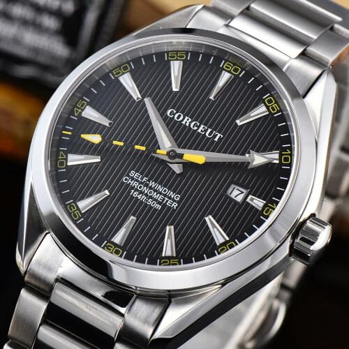 Fashion 41mm black dial men watch Automatic Mechanical Sapphire crystal bracelet 316ss steel band mechanical wristwatch mens