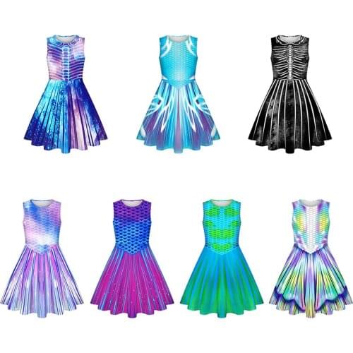 2021 New Teenager Girls Dress Polyester Costume Princess Girls Unicorn Outfit Children Summer Casual Kids Clothes