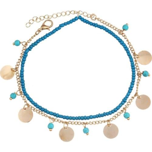 New Design Round Charms Anklet Bracelets for Women 2018 Anklet Beads Jewelry Gift Fashion Gold and Silver Color Foot Jewelry