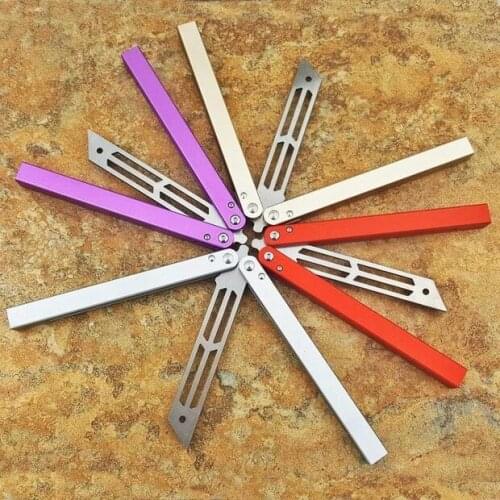 Butterfly In Knife Trainer THEOne SQUID 440 Blade Aluminum Handle Jilt Knife Not Sharp Hunting Survival Knife Folding Edc Tool