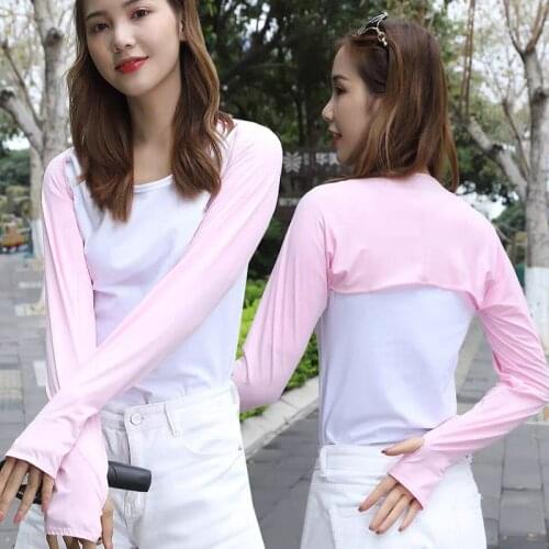 Summer Ice Silk Sunscreen Gloves Womens Anti UV Shoulder Arm Sleeves Mens Half Finger Long Sports Cycling Driving Mittens M92