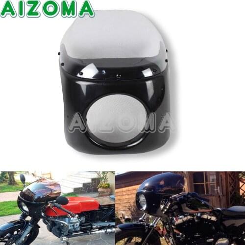Cafe Racer 7'' Front Headlight Fairing w/ Windshield Kit For Yamaha Suzuki Honda Bonneville Scrambler Custom Retro Headlamp Cowl