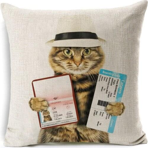 Lovely Cat Animal Printed Cotton Linen Pillow Case Decorative Office Home Throw Pillow Cover Dakimakura Almofada Cojines Coussin