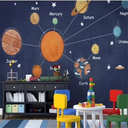 Custom Universe Wallpaper for Kids Room Space Starry Childrens Room Background Mural Wall Papers Home Decor Papel De Parede