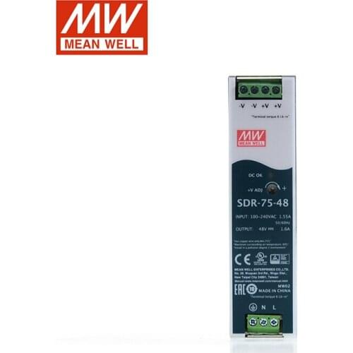 SDR-75-48 MEAN WELL 75W 48V Slim size DIN Rail Switching Power Supply 110V/220V AC to 48VDC 1.6A Industrial Din rail Transformer