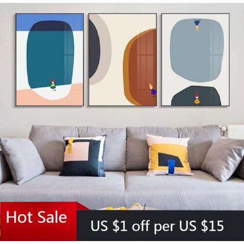 Modern Colored Cartoon Abstract Poster Print Canvas Painting Nursery Wall Decor Pictures For Baby Kids Room Decor Gifts