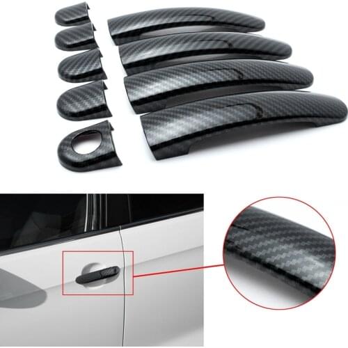 Carbon Fiber Style Side Door Handle Decoration Trims for Jetta MK6 2012-2015 Tiguan 2009-2016 -Polo 2010-2014
