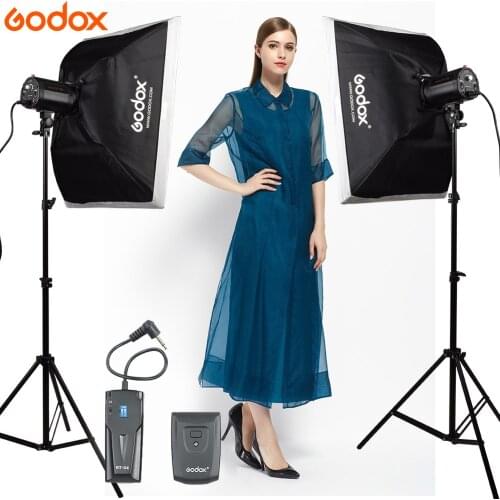 GODOX 2*120Ws 120DI Pro Photography Studio Strobe Flash Light + Light Stand + Softbox 50*70cm + RT-04 Flash trigger Studio Kit
