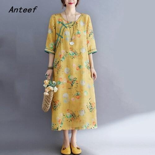 Vintage floral dresses for women casual loose long woman summer dress elegant clothes 2021 sundress