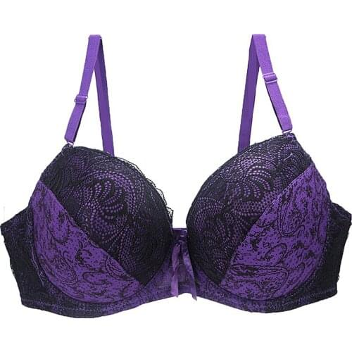 YANDW Bras For Women Adjusted-straps Underwire Bra Sexy Women Underwear Lace Bralette Lingerie Top Large Size D E F Cup 34-50