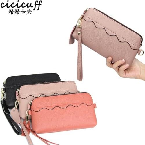 Women Wallets and Purses 2020 New Genuine Leather Clutch Bag Fashion Wrist Strap Long Wallets for Women Mobile Phone Pocket Bag