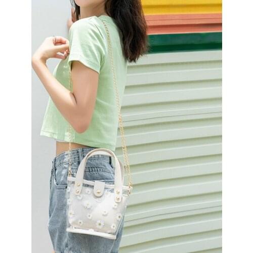 Womens Daisy Shoulder Bags All-match Transparent Jelly Chain Bag handbags purse clutches women Messenger Handbag Composite Tote