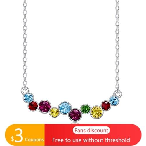AGATA 925 Sterling Silver Necklace Colorful Crystals Necklaces for Women Fine Jewellery Gifts Party Jewellery Accessories