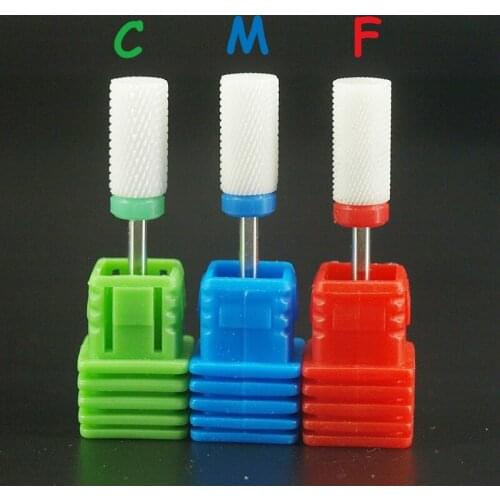 1pcs 3/32" Flat Top C,M,F Bit nail art salon tools electric drill Ceramic nail file drill bit for nail manicure machine,50% OFF