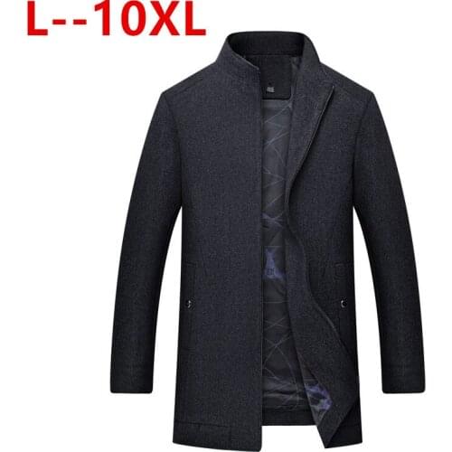 10XL 8X Slim Fashion Single Breasted Overcoat Jacket Men Business Casual Long Wool Winter Keep Warm Mens Coat Male Brand Clothes