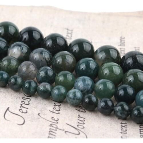 1strand/lot 4 6 8 10 12mm Moss Grass Agates Natural Stone Bead Loose Spacer Beads For Jewelry Making DIY Bracelet Bulk 15inch