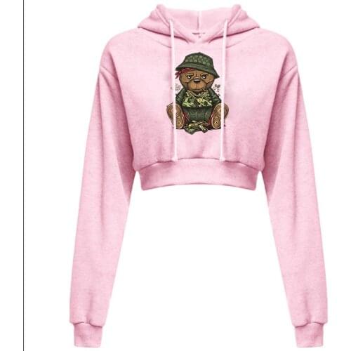 2021 Fashion Women Annie Bear print Sweatshirt Long Sleeve Pullover Crop Hoodies Sport Pullover Tops Casual Jumper Coat Hoodies