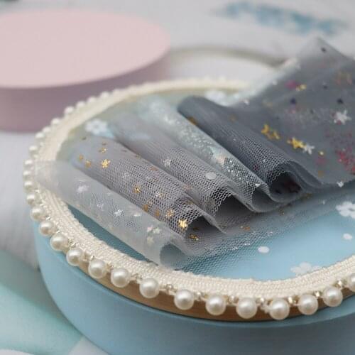 5Yards Mix Colors Star Tulle Colorful Iridescent Mesh Ribbon DIY Headband Pom Baking Gift Wrapping Material Party Event Decor