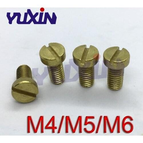 50Pcs/Lot M4 M5 M6*L DIN84 Brass Slotted Cheese Head Screw Brass Screw Brass Bolt GB65