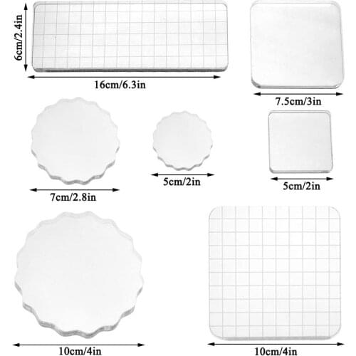 Acrylic Stamp Block Assorted Sizes Clear Acrylic Mounting Blocks Decorative Stamp Blocks With Grid Lines For Scrapbooking Crafts