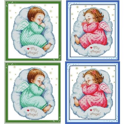 Asleep Angel Baby (1) (boy) counted printed on the canvas DMC 14CT 11CT Cross Stitch Sets embroidery needlework kits Home Decor