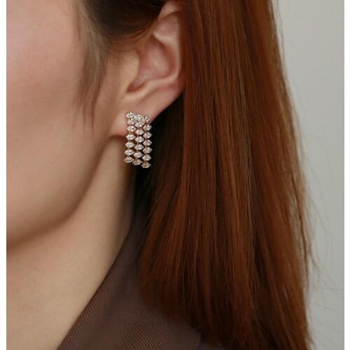 European And American Zircon Short Tassel Earrings Women Shiny Lady Retro Fashion Charm Accesories Gifts For Girl