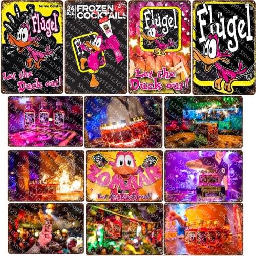 Flugel Beer Tin Sign Let the Duck Out Sign Drink Metal Posters Iron Painting Vintage Sign Home Decor for Bar Pub Club Man Cave