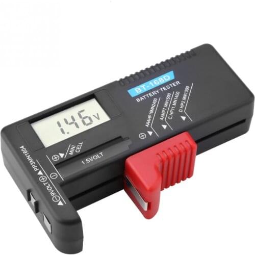 BT-168D Battery Tester Universal Digital LCD AA/AAA/C/D/9V/1.5V Button Cell Battery Volt Tester Measuring Analysis Instrument