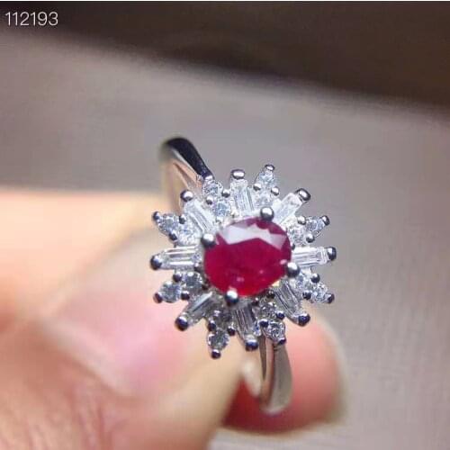 Myanmar 925 silve Natural Ruby Gemstone Ring Women Fine Jewelry 5x7mm