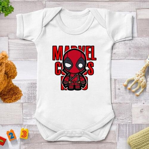 Spiderman Superhero Print Marvel Letter Print New Baby Boys Bodysuit Short Sleeve Baby Boy Girl Clothes Newborn bebe Clothing