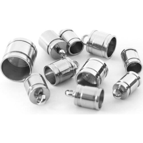 20pcs/lot Stainless Steel Spacer End Caps End Beads Connector Necklace Cord Tips Engraved For Jewelry Making DIY Accessories