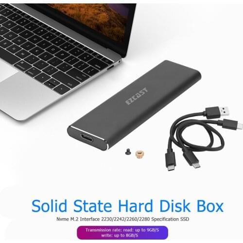 M2 SSD Case M.2 to USB Type C 10Gbps External Hard Drive Enclosure For NVME PCIE NGFF SATA M/B Key Dual Protocol SSD Disk