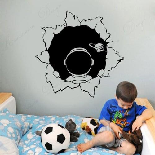 Spaceman Astronaut Planet Space Boy Kids Teen Wall Sticker Vinyl Home Decor For Children Room Bedroom Wall Decals Wallpaper 4367