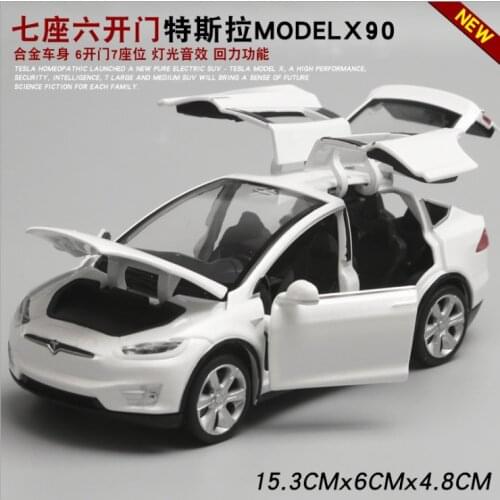 Tesla modelx90 car model 1:32 simulation alloy car model return force car car childrens new year adult gift black car