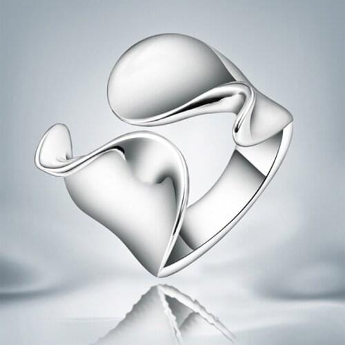 Fashion Irregular Concave Convex Silver Color Ring Width Open Finger Ring For Women Men Jewelry Gifts