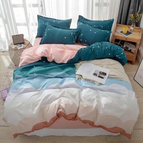 Fashion Simple Style new Solid bedding set bed linen flat bed sheet duvet cover pillowcase queen full single 3 / 4pcs