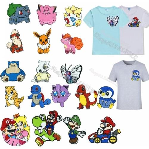 Pokemon Pikachu Embroidery Clothes Patch Cartoon Anime Figure Sew Iron on Clothing Patches Shirt Hoodies Applique Cloth Sticker