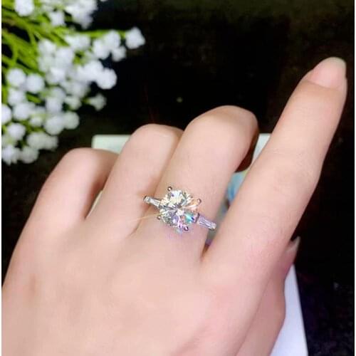 Moissanite New ring, 925 Sterling silver, beautiful color, sparkling, 1 carat 2 Carat Diamond moissanite