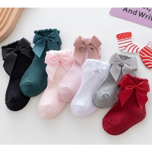 New Fashion Autumn Children Socks With Big Bows Girls Ankle Socks Cotton Socks Toddlers Infants Cute Ankle Socks For 0-5Years